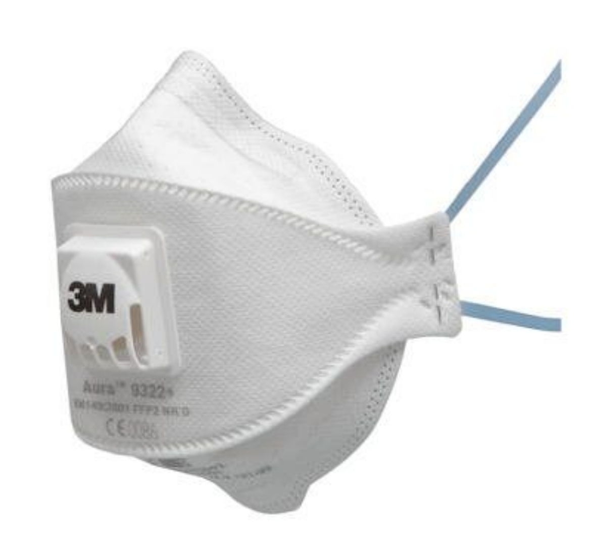 Picture of 3M™ P2 Aura™ Flat Fold Particulate Respirator with Valve / 9322A+ > XA010017854