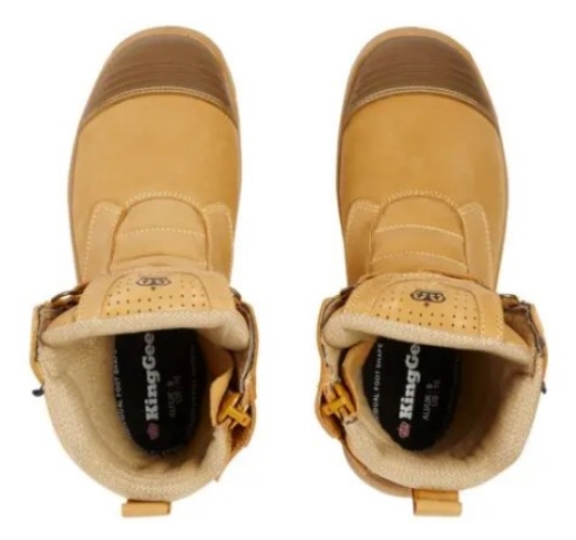 Picture of KING GEE Bennu Rigger Zip Safety Boot Water Resistant Full Grain Nubuck Leather > Wheat