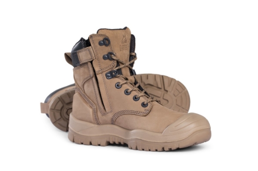 Picture of MONGREL Stone High Leg Zip Sider Boot with Scuff Cap PU / Rubber Sole