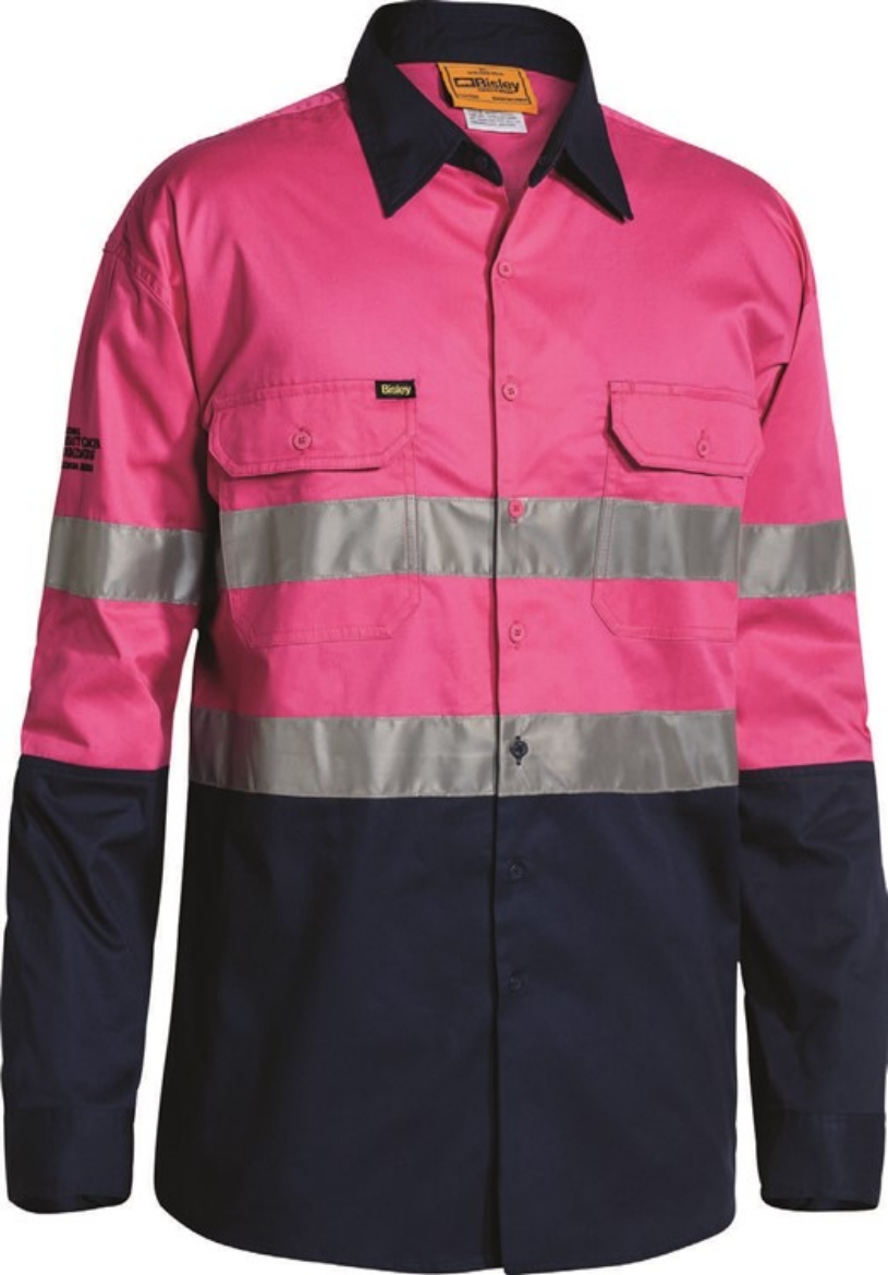 Picture of BISLEY Taped Hi Vis Cool Lightweight Shirt 100% Cotton Preshrunk Drill 155gsm L/S