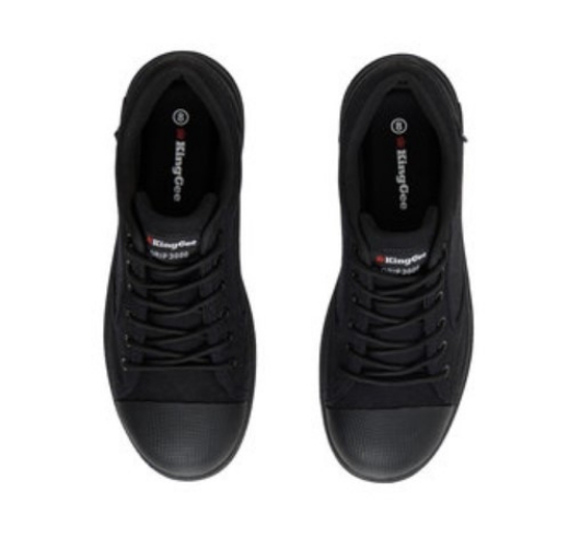 Picture of KING GEE Black Lace up Low Cut Grip 3000 with Memory Foam Footbed Rubber Bump Cap and Steel Toe