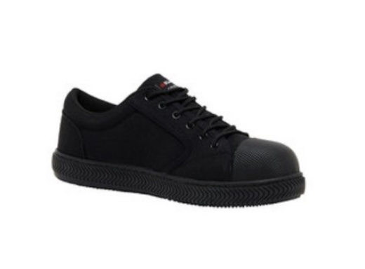 Picture of KING GEE Black Lace up Low Cut Grip 3000 with Memory Foam Footbed Rubber Bump Cap and Steel Toe