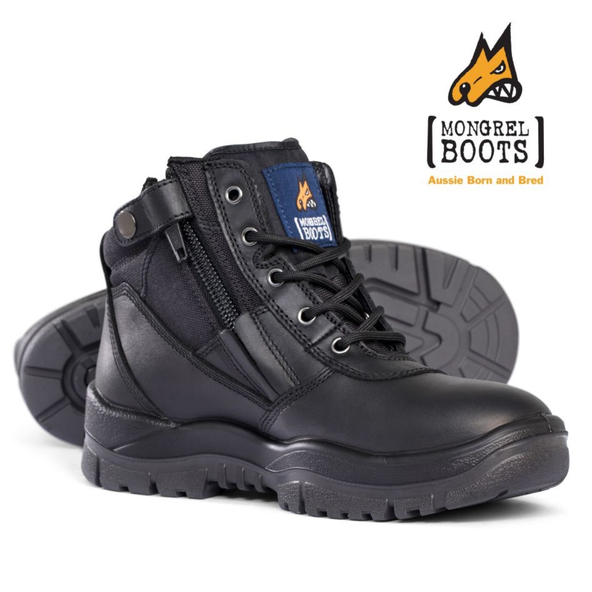 Picture of MONGREL Black ZipSider Ankle Boot TPU/PU Sole with Steel Toe Cap