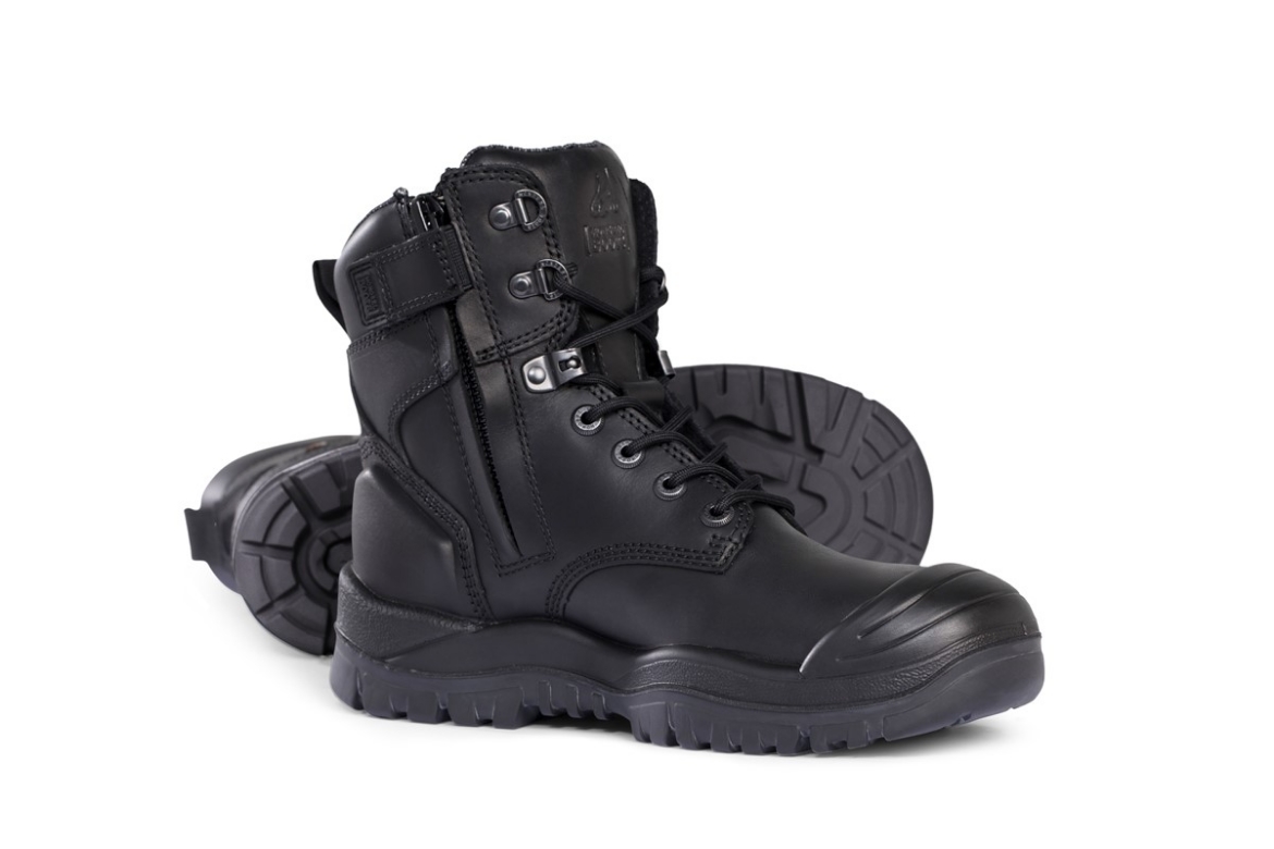 Picture of MONGREL Black High Leg Zip Sider Boot with Scuff Cap PU / Rubber Sole