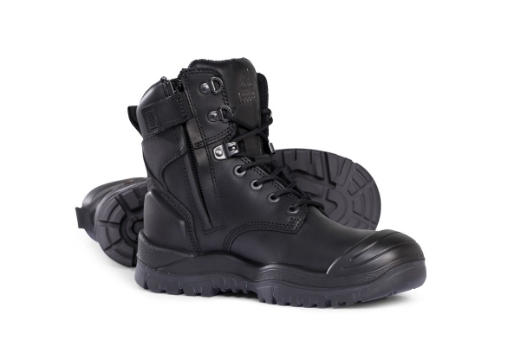 Picture of MONGREL Black High Leg Zip Sider Boot with Scuff Cap PU / Rubber Sole
