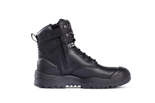 Picture of MONGREL Black High Leg Zip Sider Boot with Scuff Cap PU / Rubber Sole