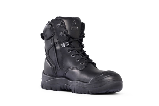 Picture of MONGREL Black High Leg Zip Sider Boot with Scuff Cap PU / Rubber Sole