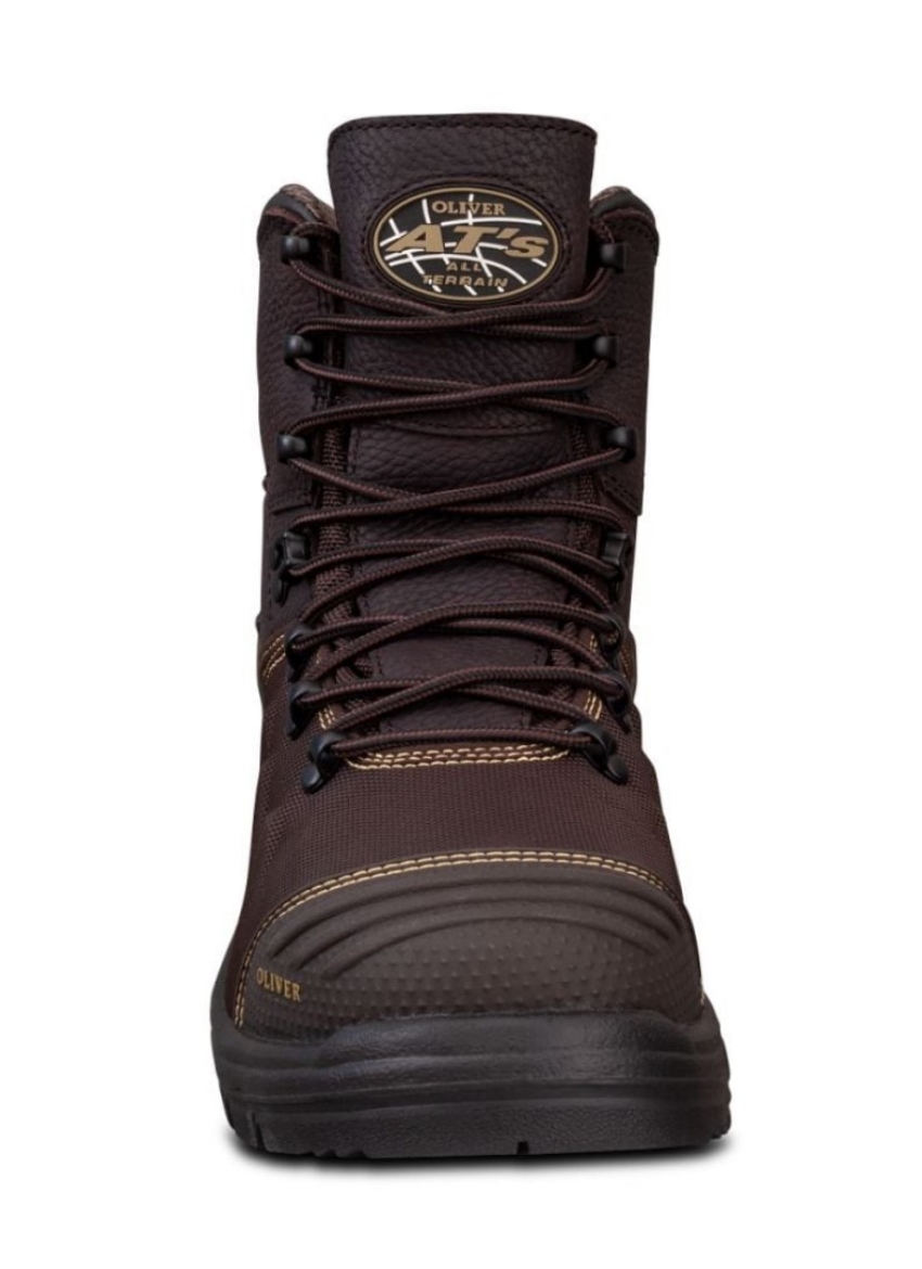 Picture of OLIVER AT65 Series Brown 150mm, 100% Waterproof CORDURA® and Caustic Resistant Full Grain Leather, Steel Toe with Penetration Resistance, Lace up Boot.