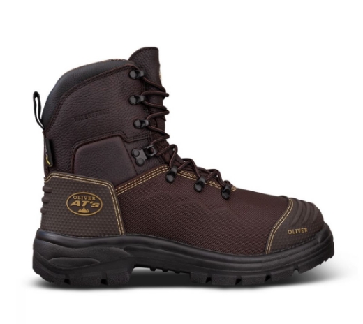 Picture of OLIVER AT65 Series Brown 150mm, 100% Waterproof CORDURA® and Caustic Resistant Full Grain Leather, Steel Toe with Penetration Resistance, Lace up Boot.