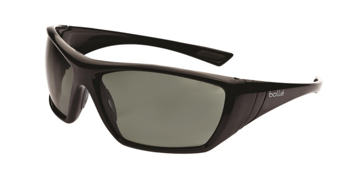 Picture of BOLLE HUSTLER Gloss Black Frame Grey/Green Polarised Lens - Soft Drawstring Pouch