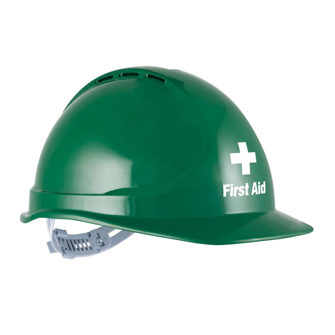 Picture of Force 360 GTE3 First Aid Essential Type 1 ABS Green Vented Hard Hat with Slide Lock Harness