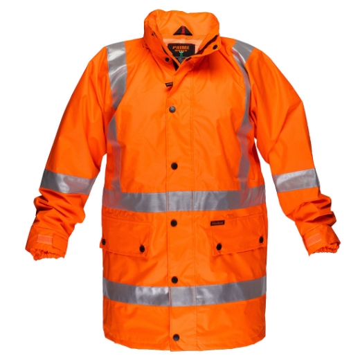 Picture of PORTWEST Full Hi Vis Rain Jacket with 3M Reflective Tape in Cross Back Configuration