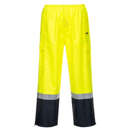 Picture of PORTWEST MP200 Hi Vis Waterproof 2 Tone Cargo Pant Leg Zip & Boot Closure Snaps with 3M Tape