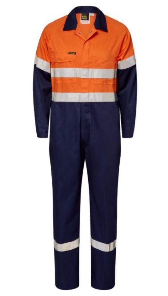 Picture of WORKCRAFT Lightweight Hi Vis 100% Cotton Drill Coverall with CSR R/Tape 190gsm