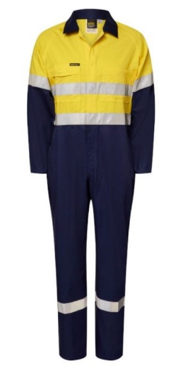 Picture of WORKCRAFT Lightweight Hi Vis 100% Cotton Drill Coverall with CSR R/Tape 190gsm