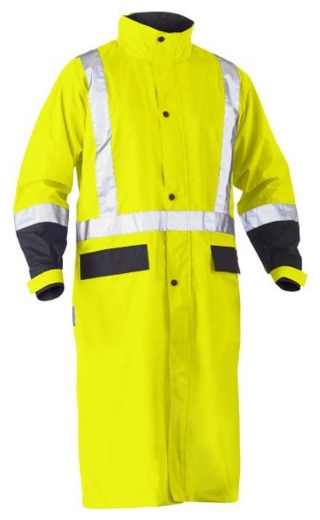 Picture of BISLEY Taped Hi Vis Long Rain Coat 110gsm