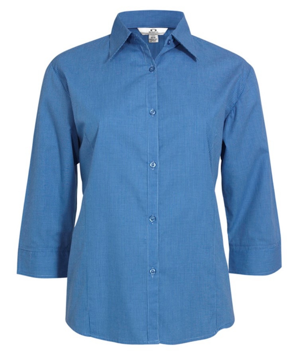 Picture of Biz Collection Ladies Micro Check ¾ Sleeve Shirt 50% Cotton 50% Polyester