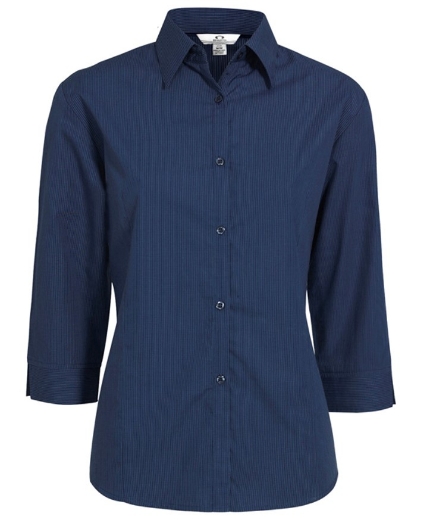 Picture of Biz Collection Ladies Micro Check ¾ Sleeve Shirt 50% Cotton 50% Polyester