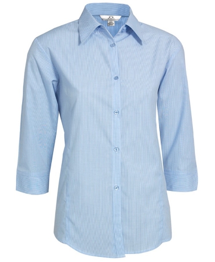 Picture of Biz Collection Ladies Micro Check ¾ Sleeve Shirt 50% Cotton 50% Polyester