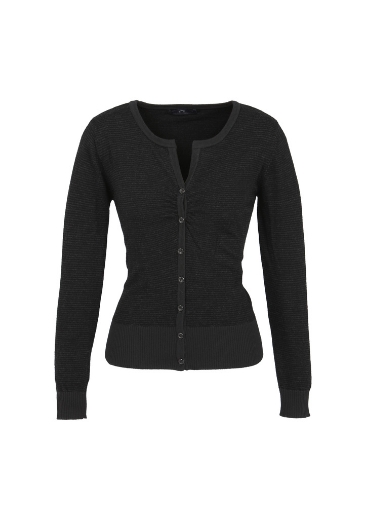 Picture of Biz Collection Ladies Origin Merino Cardigan 100% Merino Wool 12 Gauge Black/Charcoal ONLY