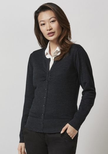 Picture of Biz Collection Ladies Origin Merino Cardigan 100% Merino Wool 12 Gauge Black/Charcoal ONLY