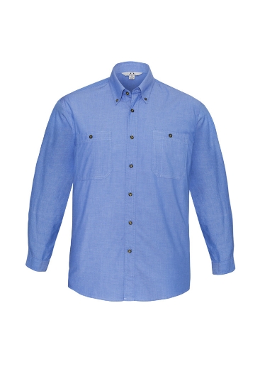 Picture of Biz Collection Mens Chambray Shirt 100% Cotton with Wrinkle Free Treatment L/S