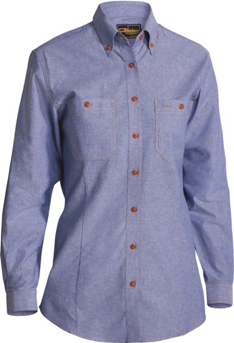 Picture of BISLEY Womens 100% Cotton Chambray Shirt 150gsm L/S