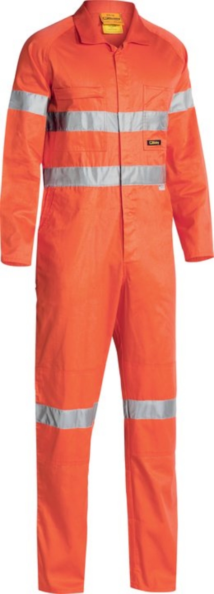 Picture of BISLEY Taped Hi Vis Orange Lightweight Coverall 100% Cotton Preshrunk Drill 190gsm
