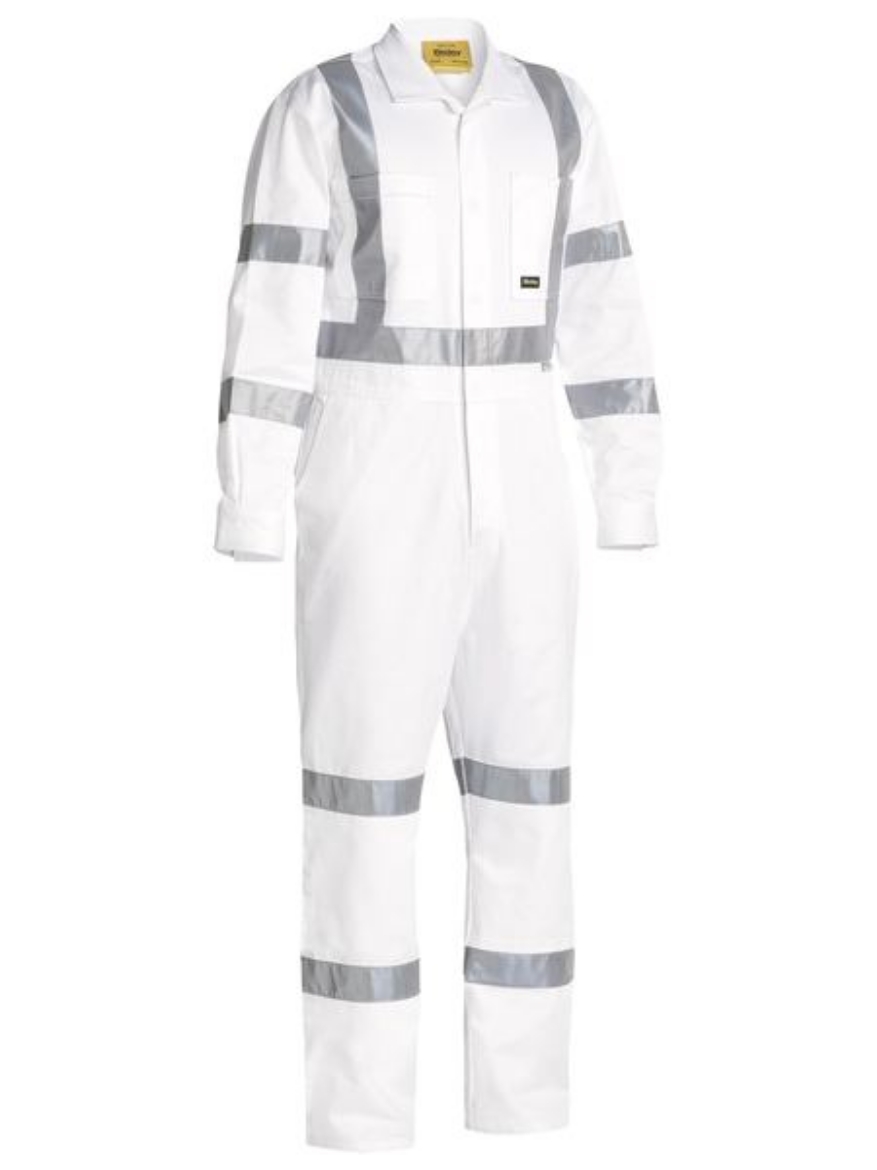 Picture of BISLEY 3M RMS Taped Night Coverall White 100% Cotton Preshrunk Drill 310gsm
