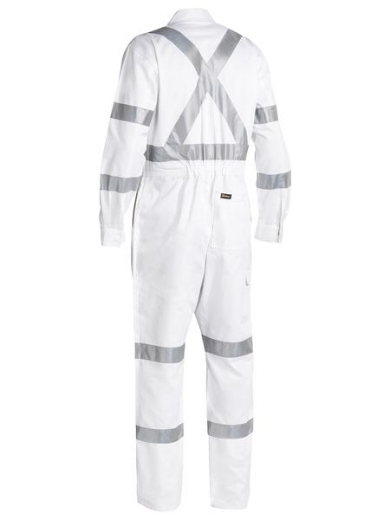 Picture of BISLEY 3M RMS Taped Night Coverall White 100% Cotton Preshrunk Drill 310gsm