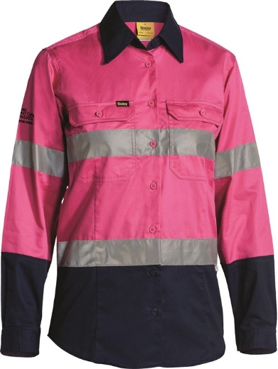 Picture of BISLEY Womens Taped Hi Vis Cool Lightweight Shirt 155gsm L/S