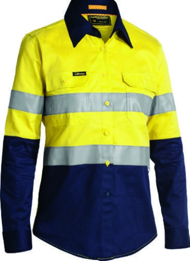 Picture of BISLEY Womens Taped Hi Vis Cool Lightweight Shirt 155gsm L/S