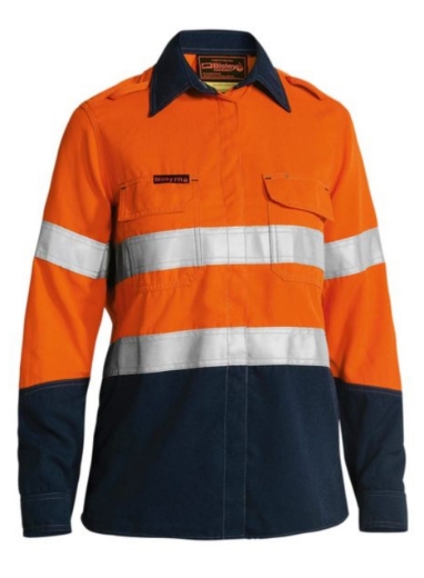 Picture of BISLEY Womens TenCate Tecasafe® Plus 580 Womens HRC1 Taped Hi Vis Lightweight FR Vented Shirt 197gsm
