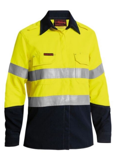 Picture of BISLEY Womens TenCate Tecasafe® Plus 580 Womens HRC1 Taped Hi Vis Lightweight FR Vented Shirt 197gsm
