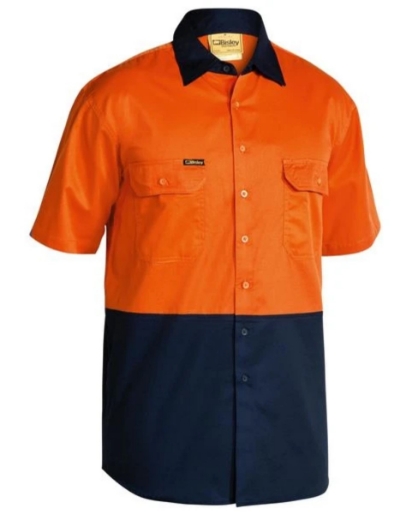 Picture of BISLEY Two Tone Hi Vis Cool Lightweight Drill Shirt 100% Cotton Preshrunk Drill 155gsm S/S
