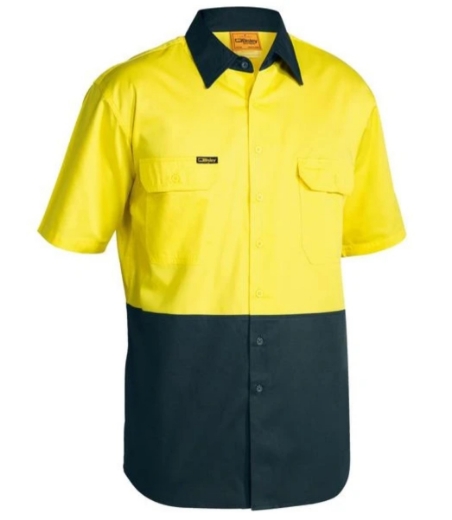 Picture of BISLEY Two Tone Hi Vis Cool Lightweight Drill Shirt 100% Cotton Preshrunk Drill 155gsm S/S