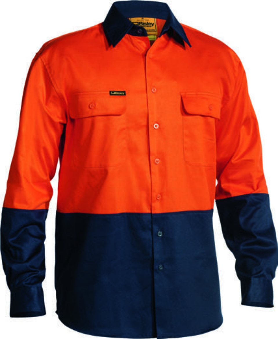 Picture of BISLEY 2 Tone Hi Vis Drill Shirt 100% Cotton Preshrunk Drill 190gsm L/S
