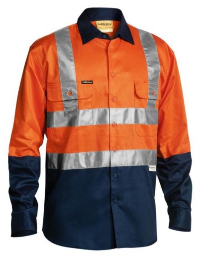 Picture of BISLEY 2 Tone Taped Hi Vis Drill Shirt 100% Cotton Preshrunk Drill 190gsm L/S