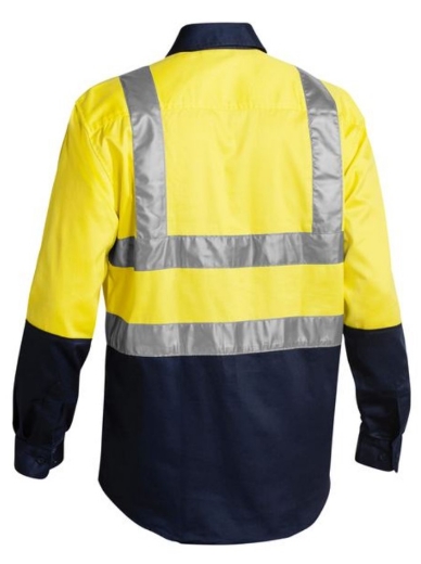 Picture of BISLEY 2 Tone Taped Hi Vis Drill Shirt 100% Cotton Preshrunk Drill 190gsm L/S