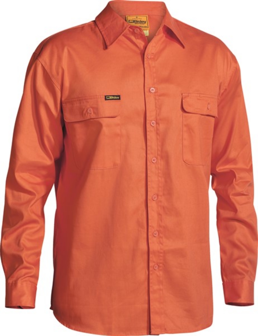 Picture of BISLEY Hi Vis Orange Drill Shirt 100% Cotton Preshrunk Drill 190gsm