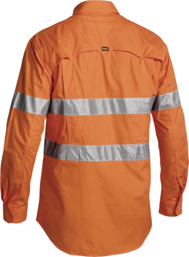 Picture of BISLEY X Airflow™ Taped Hi Vis Orange 100% Cotton Ripstop Shirt 150gsm L/S