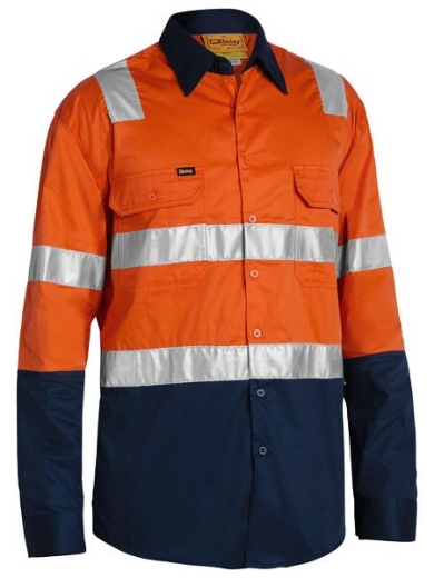 Picture of BISLEY 3M Taped  Hi Vis Cool Lightweight Shirt 100% Preshrunk Cotton with Shoulder Tape 155gsm L/S
