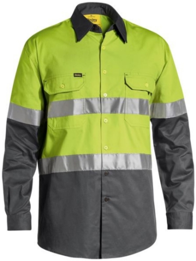 Picture of BISLEY Taped Hi Vis Cool Lightweight Shirt 100% Cotton Preshrunk Drill 155gsm L/S