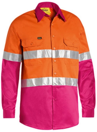Picture of BISLEY Taped Hi Vis Cool Lightweight Shirt 100% Cotton Preshrunk Drill 155gsm L/S