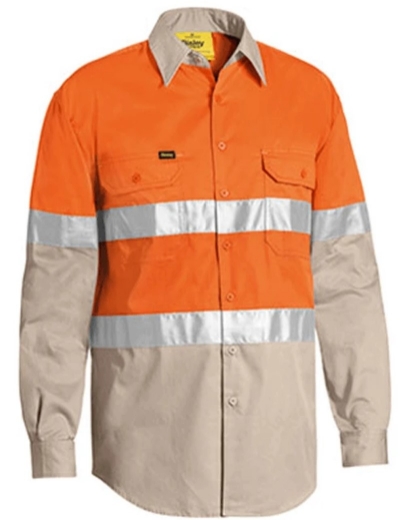 Picture of BISLEY Taped Hi Vis Cool Lightweight Shirt 100% Cotton Preshrunk Drill 155gsm L/S