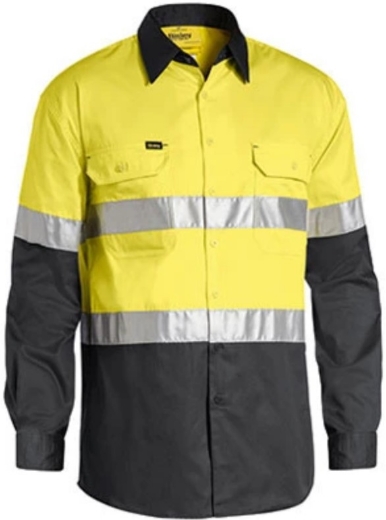 Picture of BISLEY Taped Hi Vis Cool Lightweight Shirt 100% Cotton Preshrunk Drill 155gsm L/S