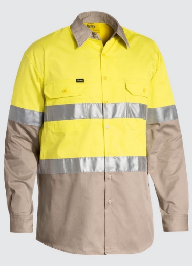 Picture of BISLEY Taped Hi Vis Cool Lightweight Shirt 100% Cotton Preshrunk Drill 155gsm L/S