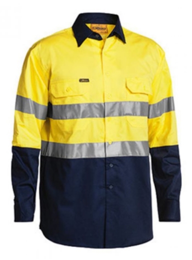 Picture of BISLEY Taped Hi Vis Cool Lightweight Shirt 100% Cotton Preshrunk Drill 155gsm L/S