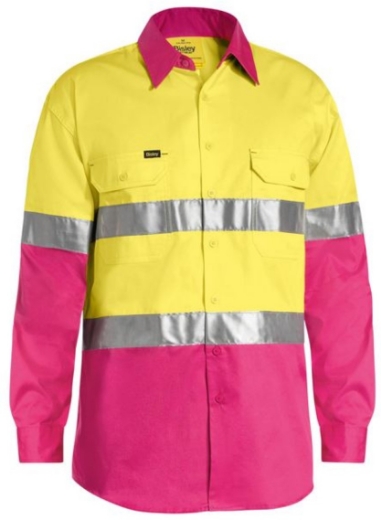 Picture of BISLEY Taped Hi Vis Cool Lightweight Shirt 100% Cotton Preshrunk Drill 155gsm L/S