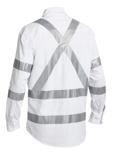 Picture of BISLEY 3M X Back Taped White Drill Shirt 100% Cotton Preshrunk Drill 190gsm L/S